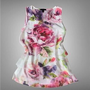 Espresso Floral Tank Top - Pink and Purple
